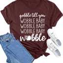 MAIHUN Gobble Till You Wobble Shirt Women Thanksgiving Shirt Funny Turkey Shirts Thanksgiving Day Tee Tops (Small, Red)