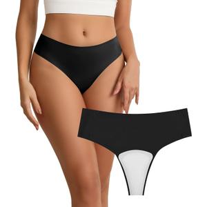 Camel Toe Cover Thong/Camel Toe Concealer Underwear/CamelToe Hider Built in Crotch Panel to Hide Feminine Lines (Black, S)