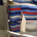 Tommy Bahama 5-Position Classic Lay Flat Folding Backpack Beach Chair, Aluminum, Red, White, and Blue Stripe