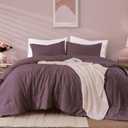 WRENSONGE King Size Comforter Set - 3 Pieces Deep Purple Comforter Prewashed Soft Lightweight for All Seasons,Fluffy Down Alternative Comforter King Size with 2 Pillow Shams (Italian Plum)