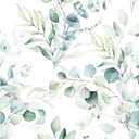 HAOKHOME Peel and Stick Wallpaper Boho Green/White Eucalyptus Leaf Floral Wall Mural Home Nursery Decor Renter Friendly Wallpaper 17.7in x 9.8ft