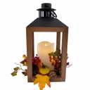 Holiday Home LED Lantern with Floral & Pincones