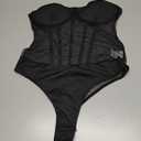 SweatyRocks Women's Sheer Mesh Strapless Tube Bodysuit Sleeveless Fitted Corset Leotard Top Clubwear Size L