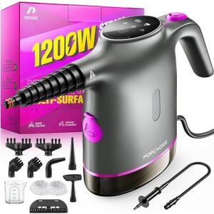 POPCHOSE Handheld Steam Cleaner for Home, Portable Pressurized Steamer for Cleaning Grout, Surfaces, Bathroom, Couch, 20S Fast Heat Up, 12 Accessories, Steam Adjustable, Safety Lock, Gray Purple