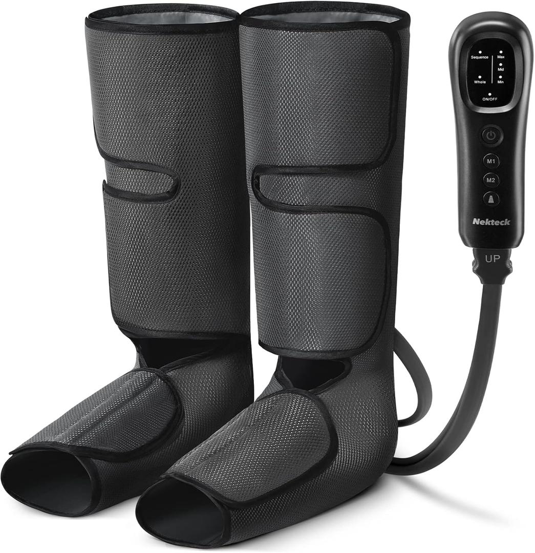 Nekteck Leg Compression Massager for Circulation and Relaxation, FSA Eligible Foot and Calf Massage Machine 2 Modes 3 Intensities with Handheld Controller for Pain Relief, HSA Adjustable Leg Wraps