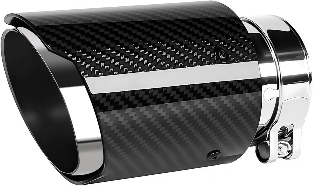 3-Inch Inlet 4-Inch Outlet Car Exhaust Tips Fit for 74-76 mm OD Carbon Fiber Tailpipe Exhaust Pipe Tail Need Height>2.2Inch Widht>4.4 Inch (Silver)