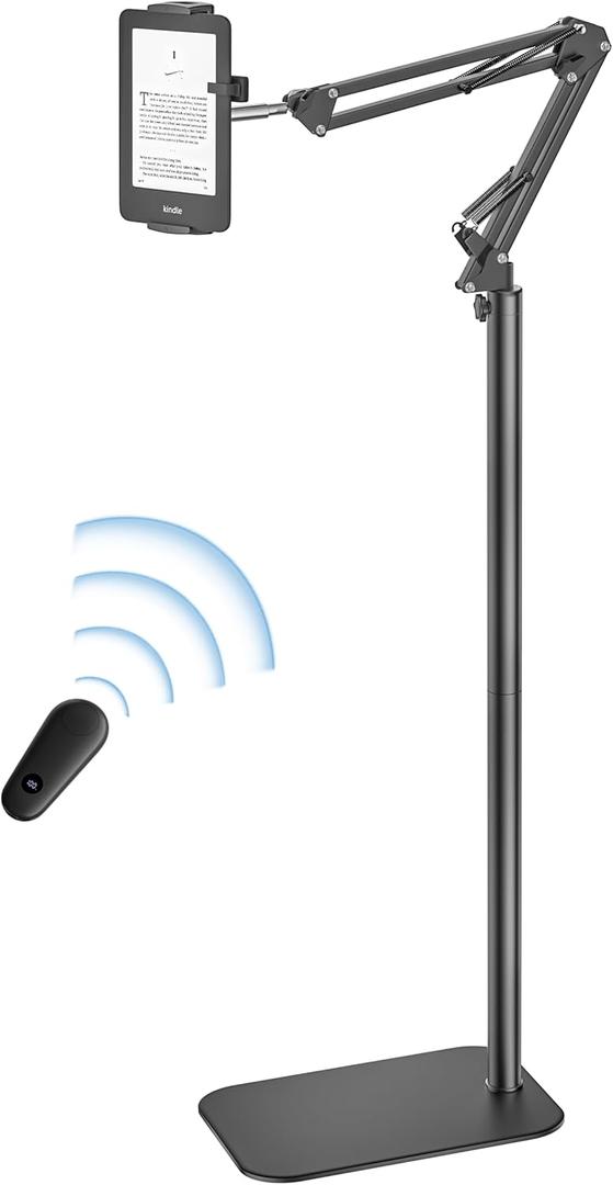 Kindle Floor Stand Holder with Remote Page Turner for Reading in Bed, Adjustable Tablet Mount with Clicker, Kindle Accessories Tablet Stand Holder for Kindles Tablets iPhones 4.7-12.9 inch(Black) Kindle Floor Stand Holder with Remote Page Turner for Reading in Bed, Adjustable Tablet Mount with Clicker, Kindle Accessories Tablet Stand Holder for Kindles Tablets iPhones 4.7-12.9 inch(Black)