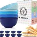 Homienly Wheat Straw Bowls, 8 PCS Microwave Safe Bowl Unbreakable for Salad, Soup, Cereal, Oatmeal, Reusable Plastic Bowls for Kithen, Family, Camping, Party, Dishwasher Safe, 26 OZ (Gradient Blue) (Ocean)