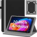 DETUOSI Universal 10 Inch Tablet Case,10.1 Inch Android Tablet Cover, Protective Folio Stand Case for 9.6-10.5 Inch Tablet, PU Leather Tablet Cover for 10.1 Inch Tablet Android (Black)