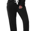 Ekouaer Pajamas Set Long Sleeve Sleepwear Womens Button Down Nightwear Soft Pj Loungewear with Pockets (Medium, Black)