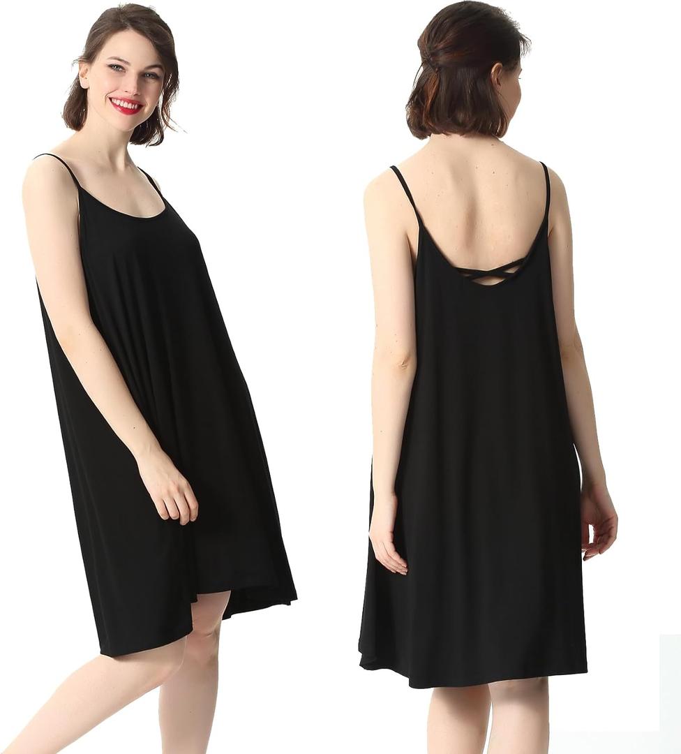 LovinPet Womens Plus Size Sleeveless Lounge Tank Dress, Casual Flowy Summer Sleepwear for Daily, Travel & Home, 2XL7XL (Black, XXXL)