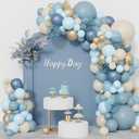 172Pcs Dusty Blue Balloons Arch Garland Kit, Dusty Baby Pastel Blue Chrome Gold Blue Sand White Confetti Balloon for Boy Baby Shower Decorations Bridal Shower Gender Reveal Birthday Party Supplies