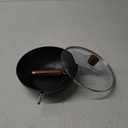 Carbon Steel Wok Pan, 9.5" Authentic Chinese Stir-Fry Pans Set with Glass Lid, 1.65lb Lightweight Flat Bottom Small Wok for 1-2 Servings