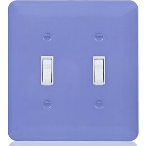 Light Switch Cover Metal Wall Plate,Glossy Finish,Unbreakable Zinc Alloy,2-Gang 5''x4.5'' (Purple, Double Toggle)