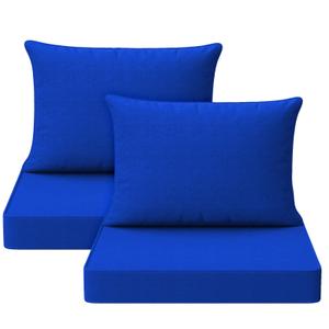THMINS Blue Replacement Outdoor Patio Cushion Set of 4, 24x24 Inch Deep Seat and Back Cushions for Patio Furniture, Waterproof & Fade-Resistant, Removable Covers