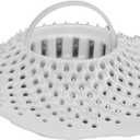 Danco Bathtub Drain Hair Catcher with in-Drain Basket and Strainer Pegs, fits 1.8″ Tub Drains, Protects Drains from Clogs, White, (10306)
