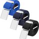 AWAYTR 3 PCS Kids Adjustable Magnetic Belts - Easy to Use Magnetic Buckle Belt for Boys and Girls (Royal Blue / Navy Blue / Black)