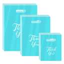 MJOGGOTT 300 Pcs Thank You Merchandise Bags, 3 Size Shopping Bags for Business Small with Handles, Plastic Gifts Retail Bag, Bulk Merchandise Bag for Wedding Party Stores Packaging Wholesale Goodie (Blue-2)