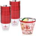 WELLIFE 60Pcs Christmas Party Cups, 9oz Merry christmas Cups, Christmas Disposable Plastic Cups for Daily Use, Holiday Party Supplies