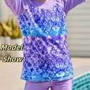 Lovekider Girls Swimsuits Two Piece Rash Guard Set Short Sleeve Bathing Suit Liner Swimwear with Sun Protection 3-12T (7-8 Years, A Mermaid Navy Purple)