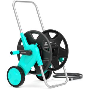 Portable Garden Hose Reel Cart, Hold Up to 100-120 Ft of 5/8 Inch Hose,Metal Garden Water Pipe Holders Mobile Tools with 2 Wheels for Outside Hose Storage