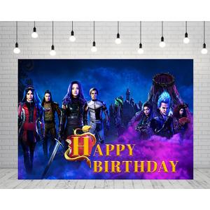 Descendants Backdrop for Birthday Party Supplies 5x3ft Photo Backgrounds Descendants Theme Baby Shower Banner for Birthday Cake Table Decoration