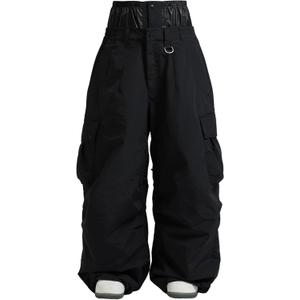 GSOU SNOW Women Men Ski Pants Snowboard Pants Super Baggy Snowboarding Loose Snow Sport Insulation Waterproof Windproof (Large, Black)
