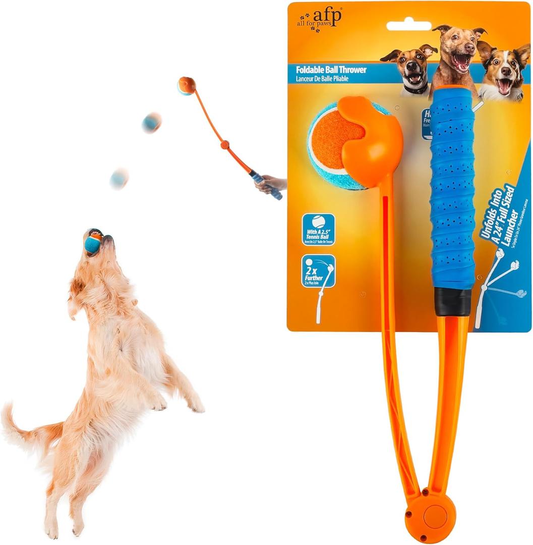 AFP 25 Dog Ball Launcher  Interactive Dog Toy for Outdoor, Foldable, Lightweight Design with Non-Slip Handle, Includes Medium Ball (2.5'')