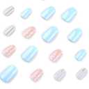 Blue Press on False Nails Short Oval - Polka Dot & Striped