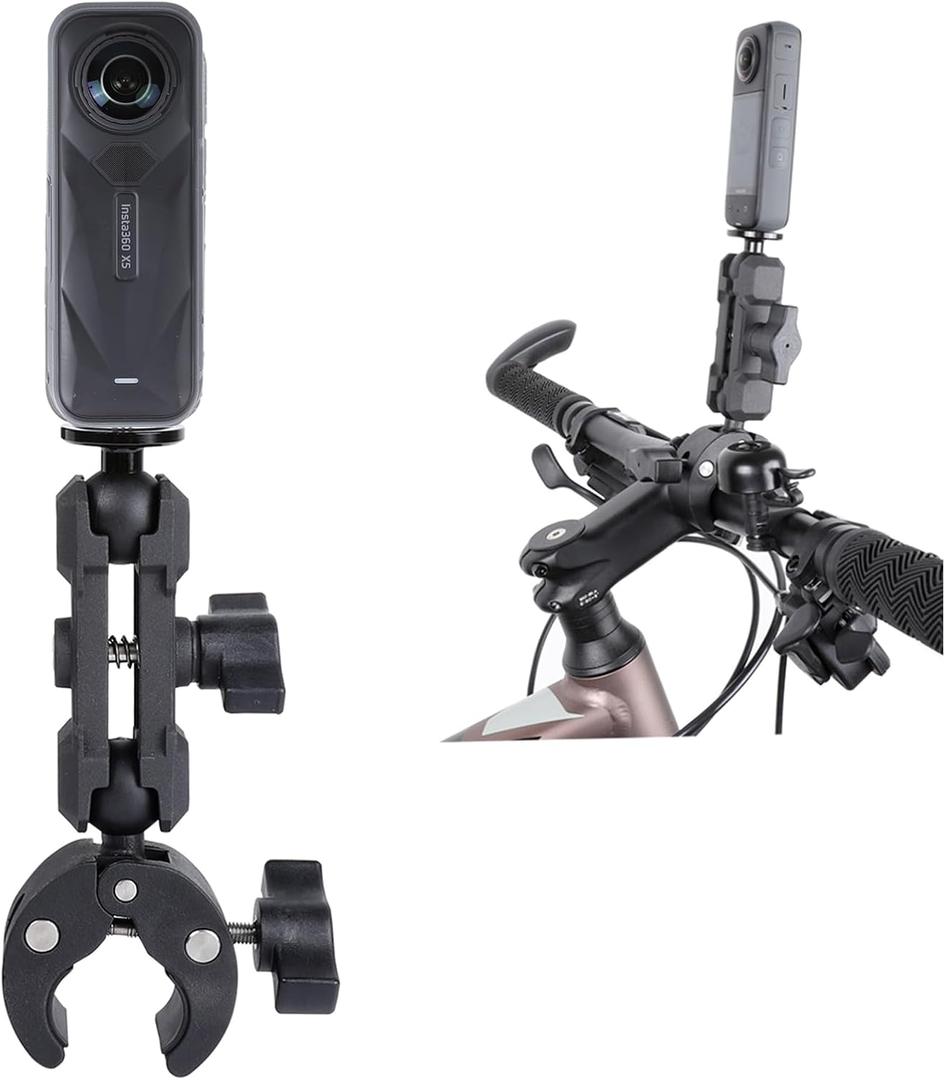 PellKing Camera Motorcycle Mount for Insta360 X5/X4/X3/X2,360 Rotation Metal Action Camera Clamp Holder with 1/4Thread for Moto Bike Bicycle Handlebar, for Insta360 One Go 3,X3/X2/X