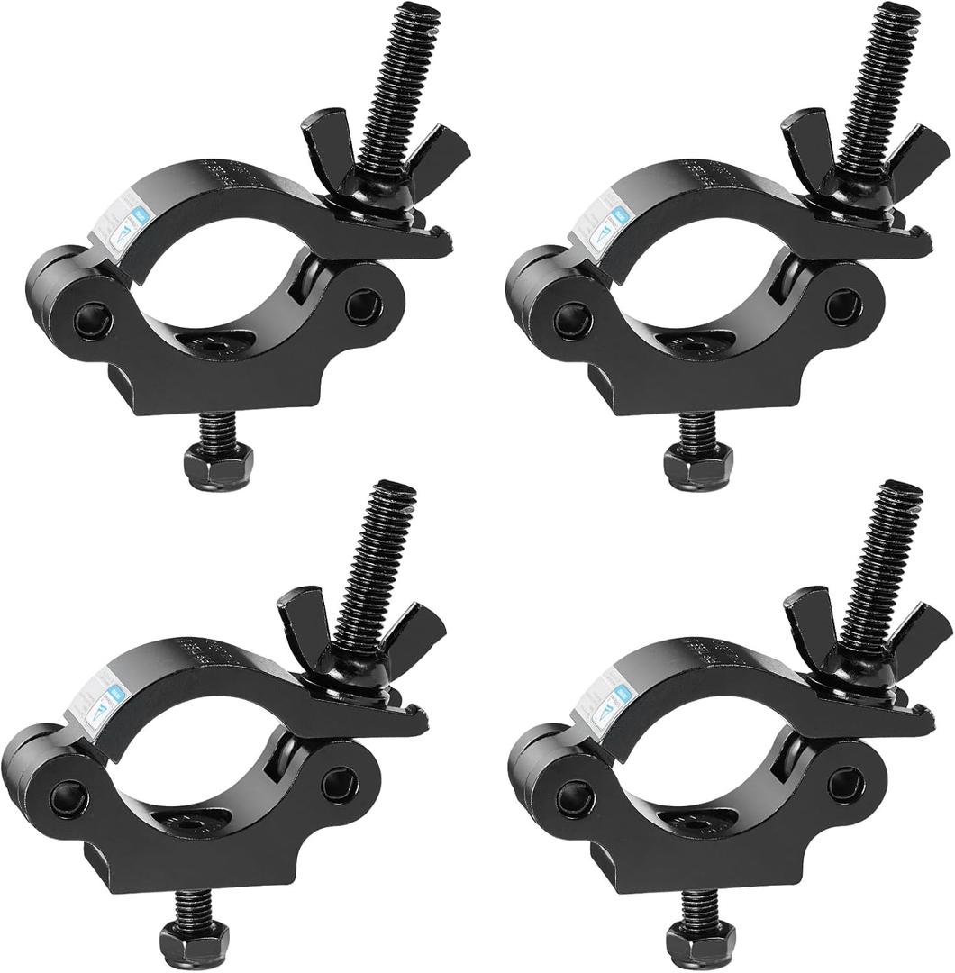MFL. Heavy Duty Truss Clamp, 660 lb Aluminum Alloy DJ Light Clamps, Fits 1.5-2.0 Inch Truss for Stage Lighting Projector Par Lights, TUV Certificated ID: 50393001, Black, Pack of 4 MFL. Heavy Duty Truss Clamp, 660 lb Aluminum Alloy DJ Light Clamps, Fits 1.5-2.0 Inch Truss for Stage Lighting Projector Par Lights, TUV Certificated ID: 50393001, Black, Pack of 4