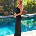 LILLUSORY Womens Summer Casual Slip Dresses Spaghetti Strap Double Lined Bodycon Maxi Dress (Black, S)