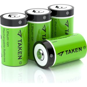 Taken 4 Pack 123 Batteries Lithium 3.7V CR123 Batteries [CAN BE RECHARGED] Compatible with Arlo Cameras (VMC3030/VMK3200/VMS3330/3430/3530), Flashlight, Microphone