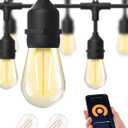 XMCOSY+ Smart Outdoor String Lights, 98Ft LED Patio Lights Waterproof IP65, App Control, Compatible with Alexa, Dimmable Edison Bulbs Outdoor Light for Yard Porch Bistro Outside