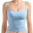 SUUKSESS Women Sexy Square Neck Tank Top Summer Y2K Going Out Basic Cami Shirt (X-Small, Baby Blue)