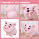 LOGOFUN Pig Molding Piggy Bank Vinyl Pig Coin Money Bank Creative Saving Pot for Home Office Desktop Decoration - Eyes Open