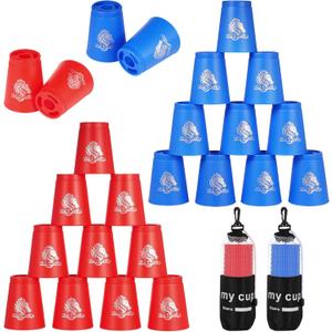 yeesport 24 Pcs Sport Stacking Cups, Sport Training Game for Challenge Competition, Plastic Stacking Cups, Classic Family Game for Kids and Adults, Blue+Red