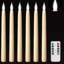 2 x SURAIELEC 10.5'' Flameless Ivory Taper Candles, Battery Operated Candle with Remote, Timer, Dimmer, 5000K Cool Clear White, Realistic LED Candle for Party, Halloween & Christmas Decoration, 6 Pack