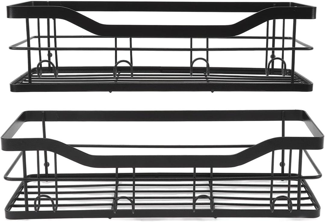 Carbon Steel Bathroom Wall Shelf, Large Capacity Bathroom Storage Shelves Set of 2, Hanging Wall Shelves for Bathroom, Living Room, Bedroom, Kitchen with Easy Installation