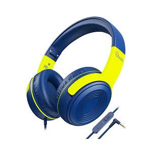 ELECDER Kids Headphones, S8 Wired Headphones for Kids with Microphone for Boys Girls, Adjustable 85dB/94dB Volume Limited, 3.5 mm Jack for School/Kindle/Smartphones/Tablet/Airplane Travel(Navy/Green)