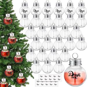 Patelai 30 Pcs Christmas Clear Plastic Fillable Ornaments for Tree Christmas Drink Balls Plastic DIY Hanging Pendant Ball for Crafts Home Wedding Party Decor (50 ml)