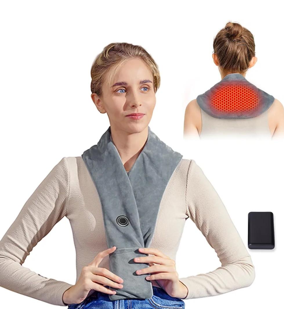 Remo Neck Heating Pad, Portable Cordless Heating Pad for Neck Pain Electric, Compact Soft with Four Heat Settings,Gift for Family,Grey