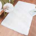 ORINOVA White Faux Bunny Fluffy Fur Rug Washable Area Rugs for Living Room Nursery Rugs for Bedroom 2x3 Rectange Rug Cute Home Decor