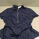 VFSHOW Women's V Neck Belted Peplum Button Office Business Work Elegant Vintage Cocktail Church Slim Fit Bodycon Pencil Sheath Dress (Blue, X-Large) 11226 BLU XL