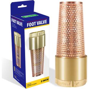 2 Inch Foot Valve for Irrigation Pump, No-Lead Brass Foot Valve, One-Way With ZEBRA MUSSEL Strainer