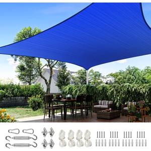 Quictent 24X24FT 185 GSM HDPE Square Sun Shade Sail Canopy 98% Sun Block Outdoor Patio Garden with Hardware Kit (Blue)