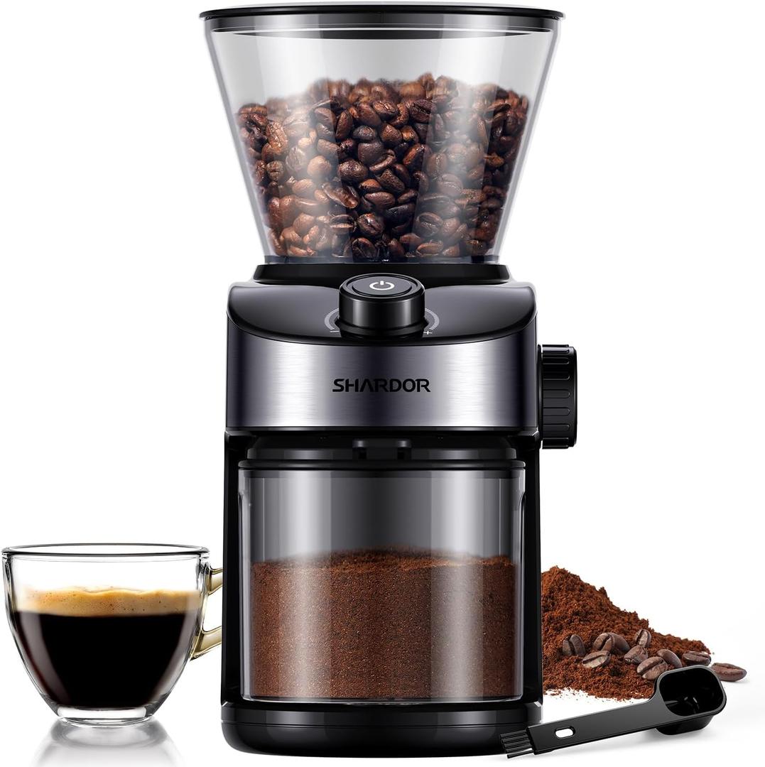 SHARDOR Electric Burr Coffee Grinder, 32 Precision Grind Settings, 40-Second Adjustable Timer, Chamber Cleaning Button, Designed for Coffee Enthusiasts