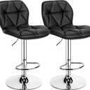 Yaheetech Bar Stools Set of 2, Modern Adjustable Kitchen Island Chairs, Black PU Leather Swivel Counter Stools for Bar, Kitchen Counter, Black