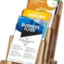 4 Tier Acacia Wood Brochure Display Stand 6 x 9 inch Brochure Holder Pamphlet Display Stand for 5.5 x 8.5 inch 5 x 7 inch Booklets Menus Postcard Holder Multi Purpose Organizer