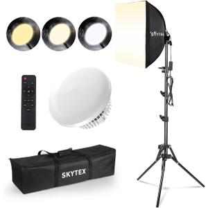 Skytex Softbox Lighting Kit 16x16in Soft Box 1Pack Upgrade 135W 2700-6400K 100V-240V E27 LEDBulb Continuous Photography Lighting,Photo Studio Light Equipment for Camera Shooting Video Recording